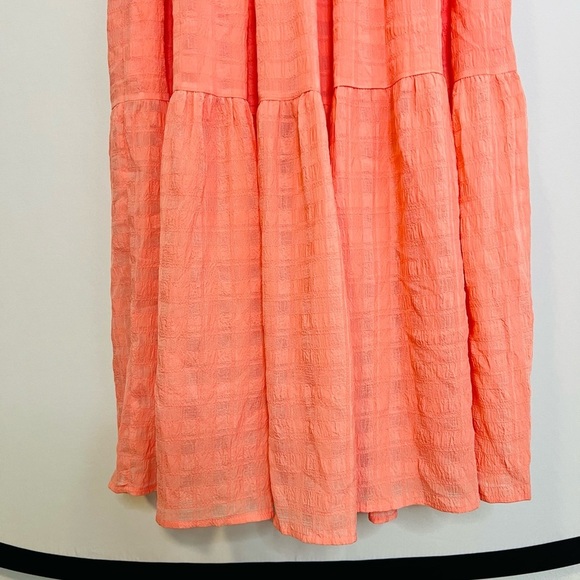 Emory Park Peach-Pink Tiered Gauzey Smocked Maxi Dress. Size Small. - Picture 6 of 14